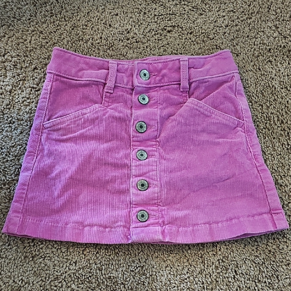 SO Pink Button Down Mini Skirt Corduroy